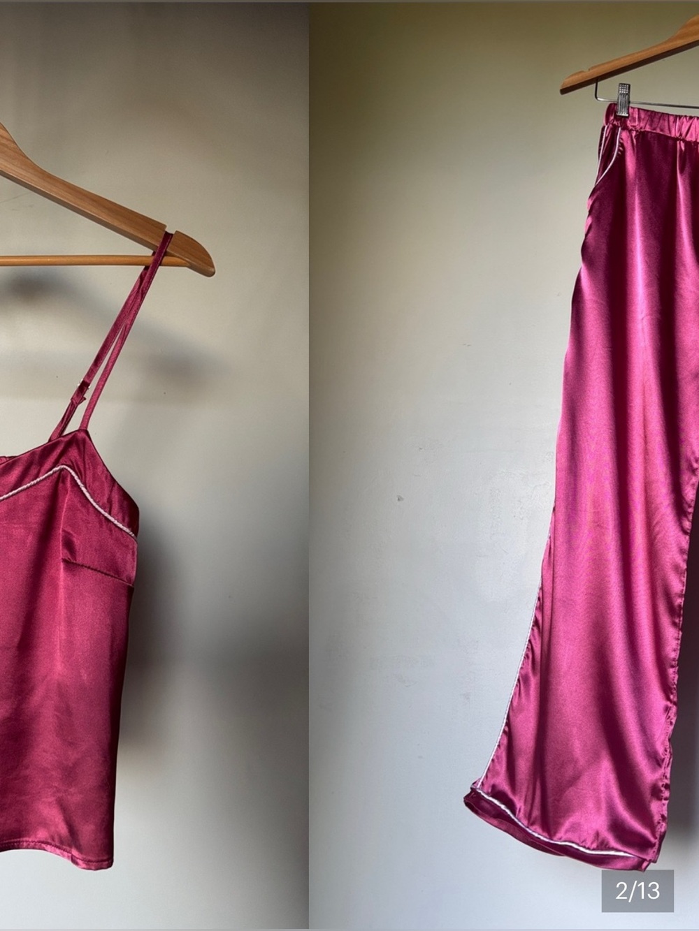 Nasty Gal SET Pink Satin Camisole and Wide-Leg Pants Size 4